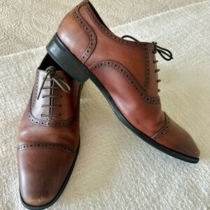 ALIPASINM Men's Genuine Leather Oxford Brown Dress Shoe 10.5